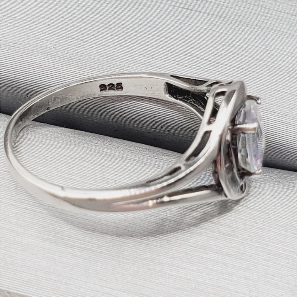 Genuine Checkerboard Cut Mercury Mystic Topaz Ring 925 Sterling Silver Ring